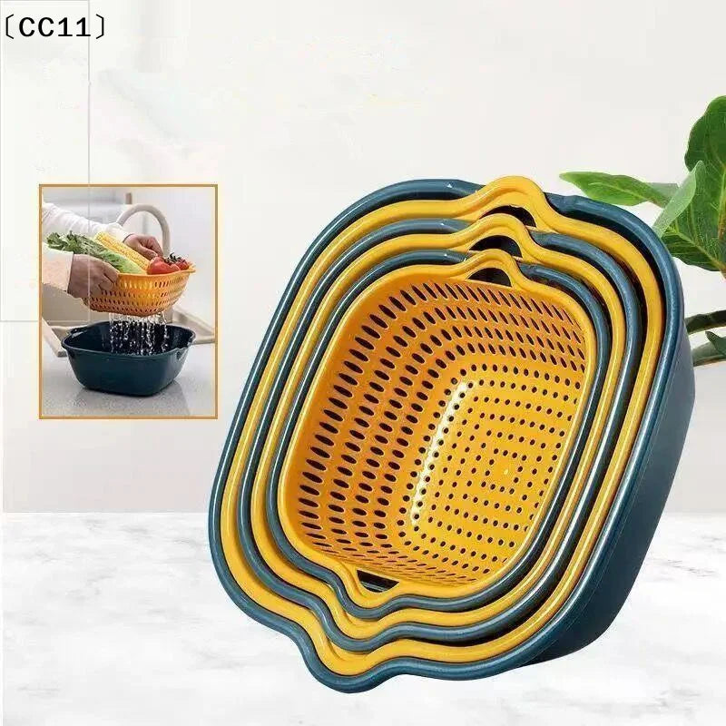2in1 Kitchen Drain Basket Storage Multifunctional Wash Drainer Qme