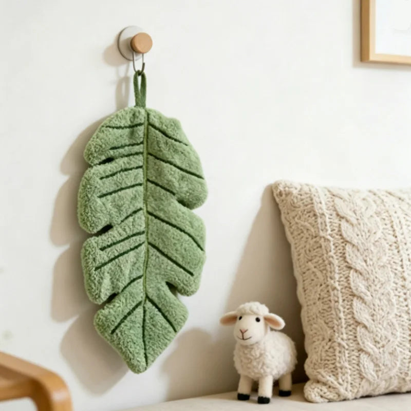 Banana Leaf Shaped Hanging Hand Towel, Suitable for Daily Wiping of Hands, Face, and Tableware, Decorative Hanging Decoration Qme 1pc