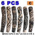 Unisex Tattoo Arm Sleeves Cover Arms Sun Protection UV Cool Print Qme Mixed Color C 6Pcs