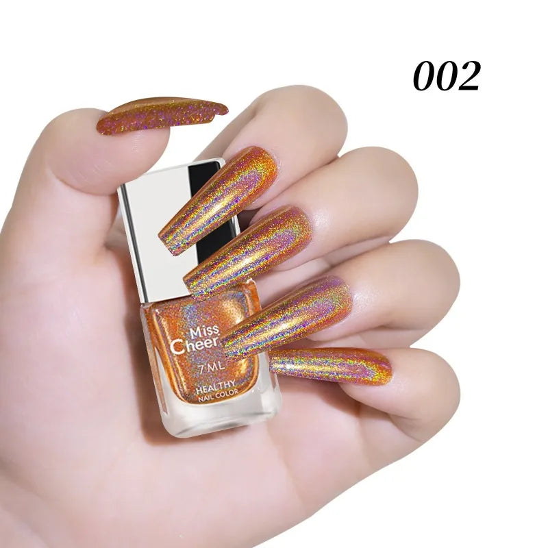 Rainbow Sparkle Holographic Nail Polish 7ml Multichrome Laser Glitter Nail Lacquer Quick-Dry Salon Professional Nail Art Polish Qme 02