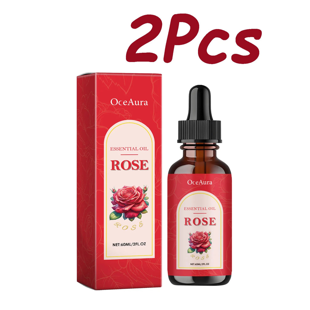 Rose Essential Oil Nourishing Moisturizing Soothing Dryness Skin Soften Delicate Smoothing Massage Essential Oil for Face Body Qme 2Pcs 60ml Boxed