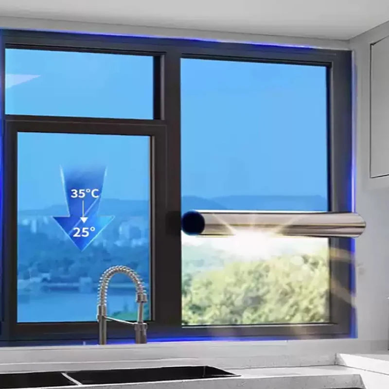 Heat-Insulating One-Way Window Film Protects Privacy During The Day Electrostatic Adsorption Heat Insulation And UV Protection. Qme