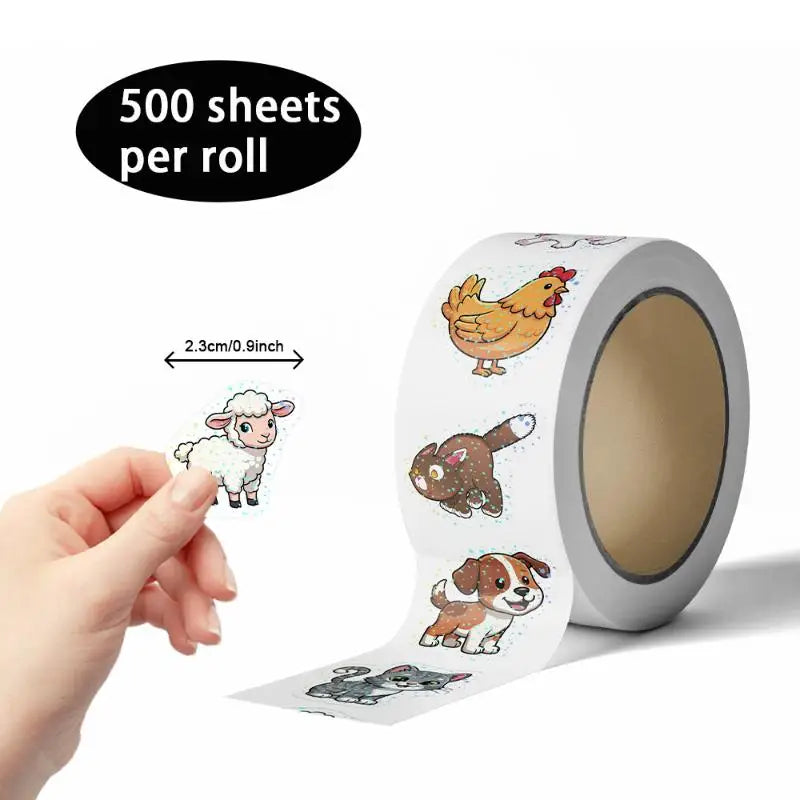 Cute Animal DIY Decals Roll Cartoon Self Adhesive Stickers Kids Qme
