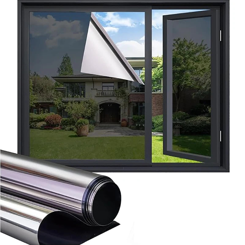 Double Sided Perspective Film Privacy Sunshade UV Resistant Glass Sticker Bedroom Living Room Window Decoration Film Qme