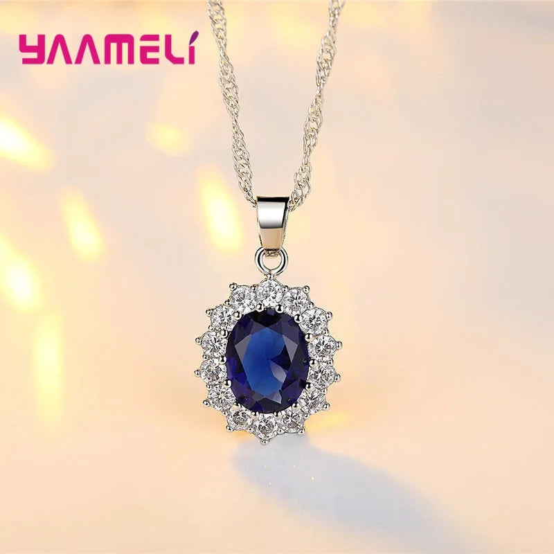 100% Authentic 925 Sterling Silver Color Women Wedding Engagement Jewelry Sets Oval Flower Design Shiny Cubic Zircon Crystal Qme