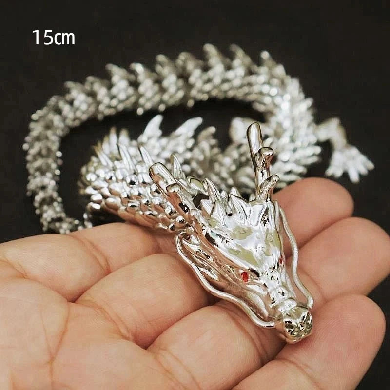 Moveable Body Joints Antique Alloy Lucky Dragon Desktop Office Crafts Qme A2