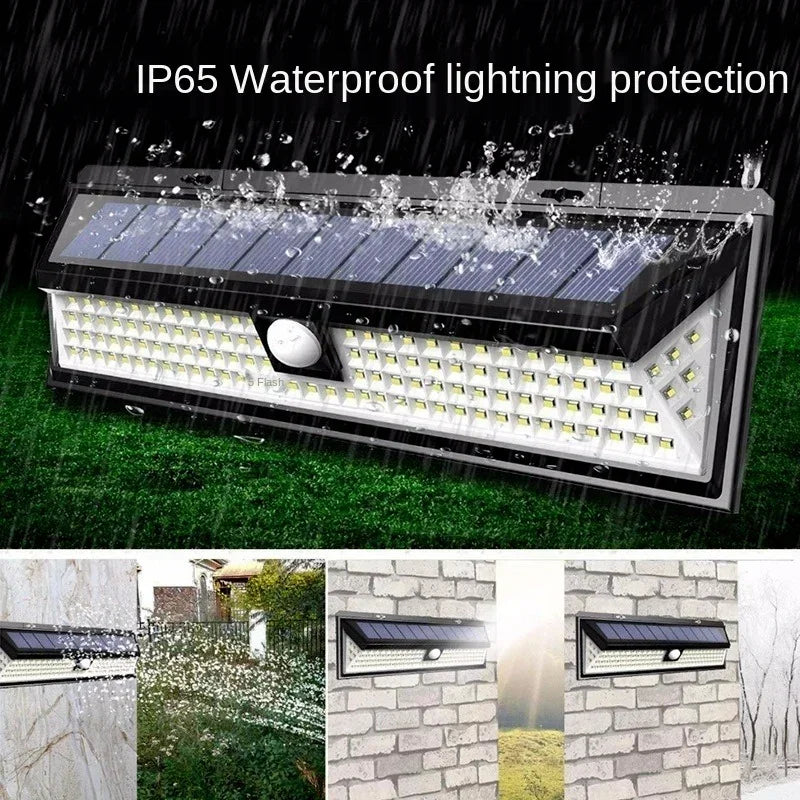 New 180LED Solar Wall Light 90LED Remote Control Wall Light 118 Outdoor Glare Lighting Sensor Light Super Waterproof Qme