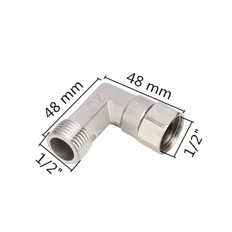 G1/ 2" Stainless Steel Way T-Adapter Bathroom Shower Valve Faucet Water Splitter Toilet Shower Spray Nozzle Converter Pipe Elbow Qme B
