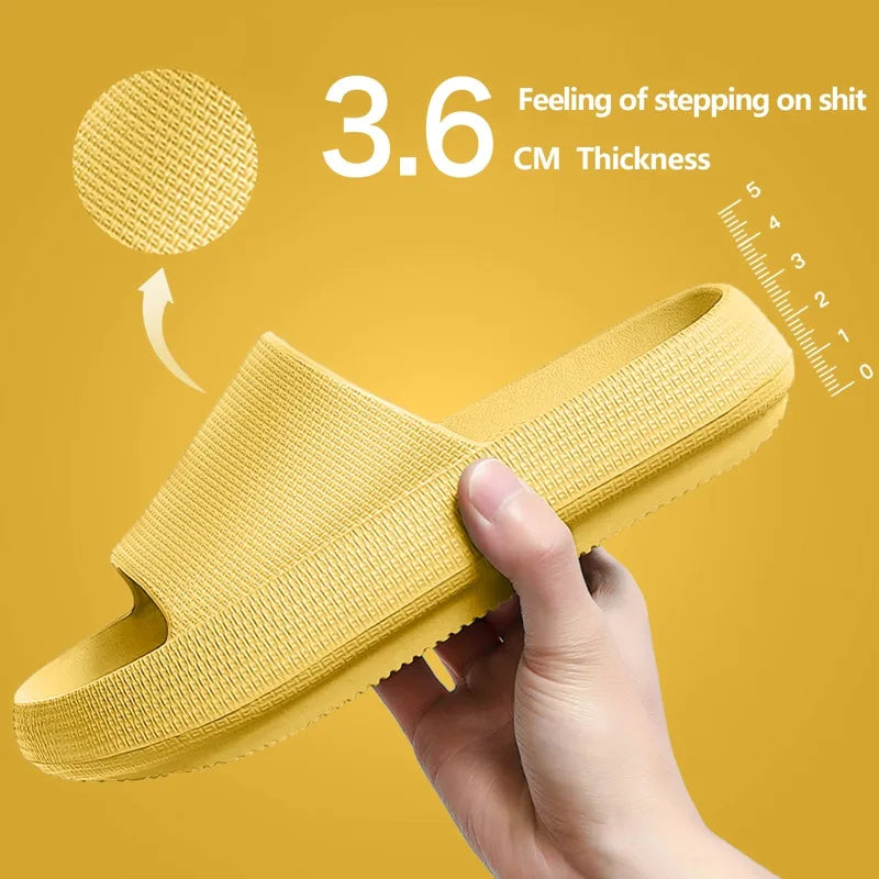 New Thick Platform Pillow Bathroom Home Slippers Women Fashion Soft Sole EVA Indoor Slides Sandals Summer Non-slip Flip Flops Qme