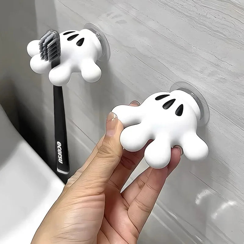 Toothbrush Holder Mickey Palm Cute Bathroom Towel Suction Cup Multi-Function Hook Traceless Hook Data Cable Winder Qme
