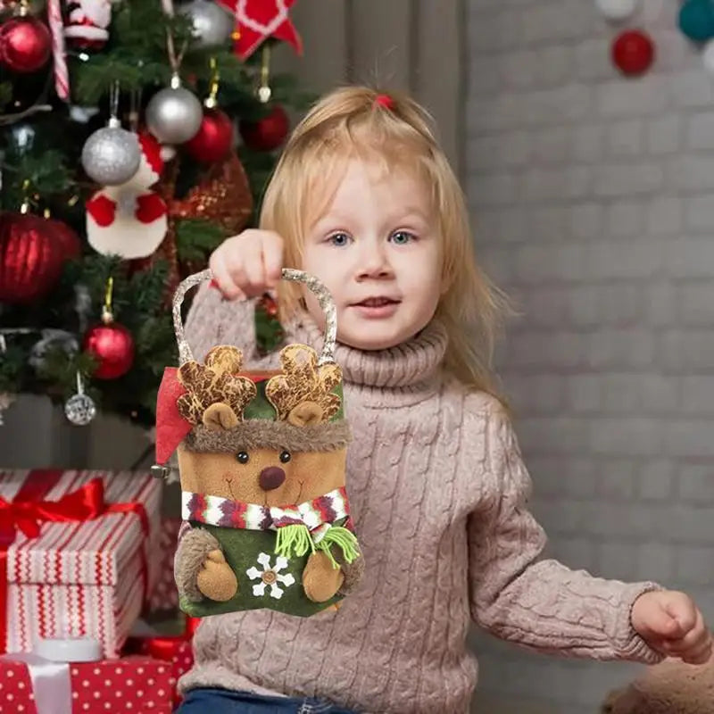 Cute Supports Bags Christmas Cartoon Holiday Goodie Bag Portable Tote Qme