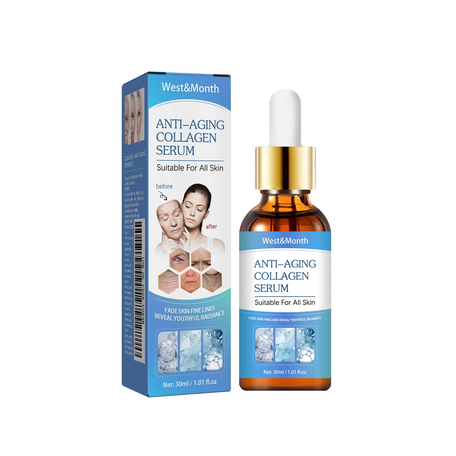 Collagen Face Serum Tighten Lifting Lightening Fine Lines Wrinkle Nourishing Anti-aging Moisturizing Brighten Essence Skin Care Qme 1Pcs