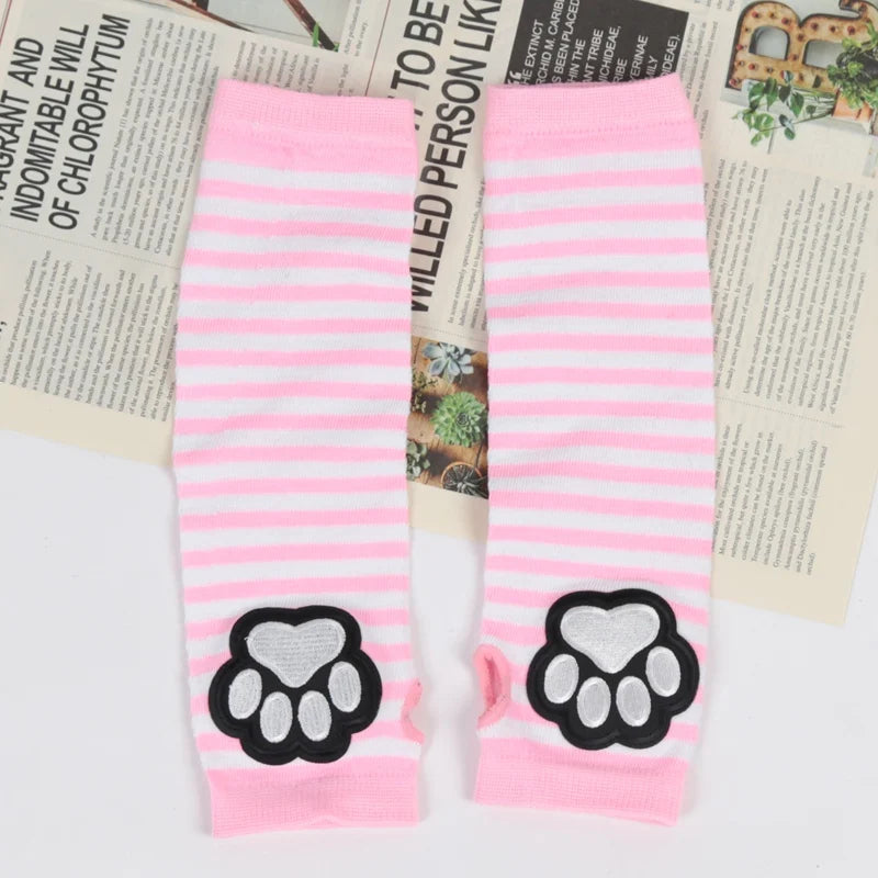 Unisex Black Fingerless Gloves Y2K Gothic Lolita Arm Cover Cute Cat Qme pink