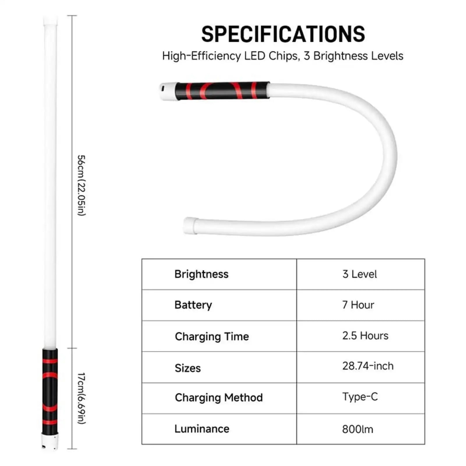 LED Flashlight 3-Mode Bendable Waterproof Professional Flexible Light Qme