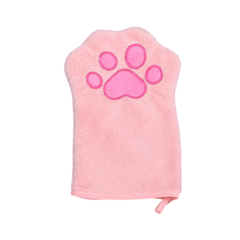 Reusable Pet Grooming Towel Soft Absorbent Quick-dry Bath Mitt Paw Qme Pink