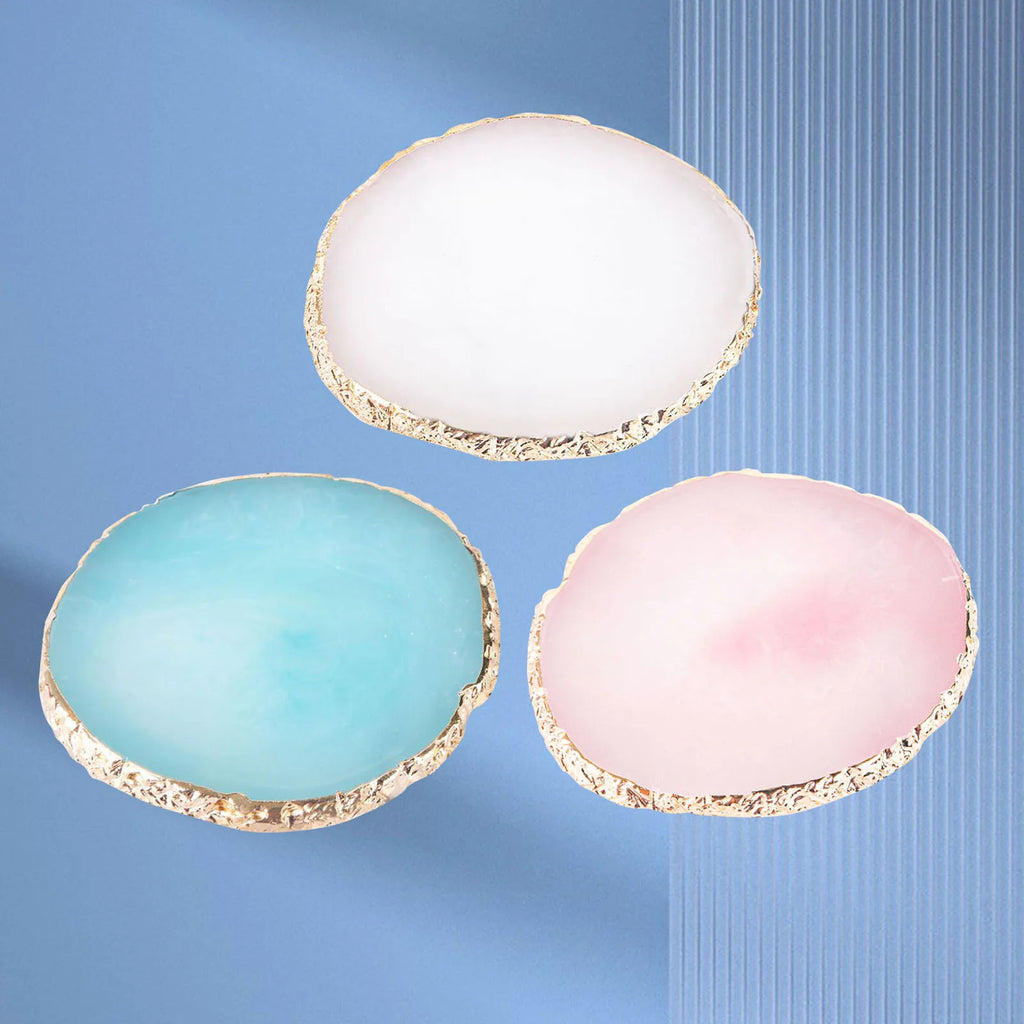 Nail Art Painting Palettes Nail Art Palette Gold Hem Trim Agate Texture Resin Nail Art Color Mixing Display Board for Nail Salon Qme