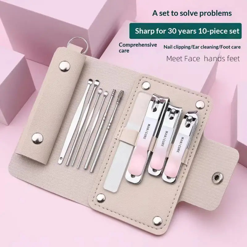 10-Piece Professional Nail Clippers Stainless Steel Manicure Pedicure Qme