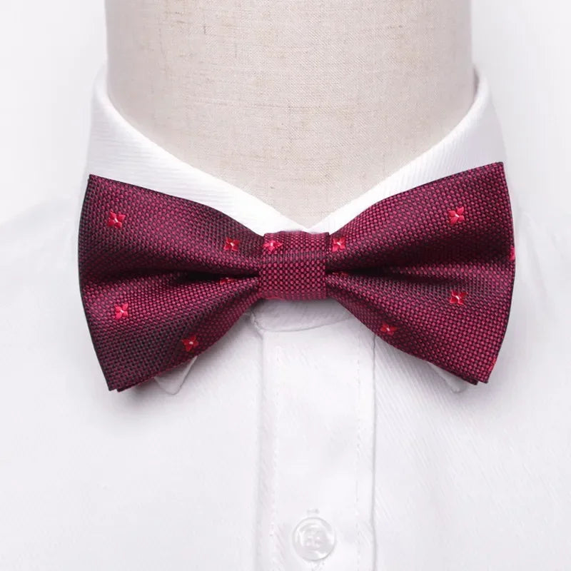 Classic Black Men Bow Ties Fashion Polyester Bowtie Woven Dot Checked