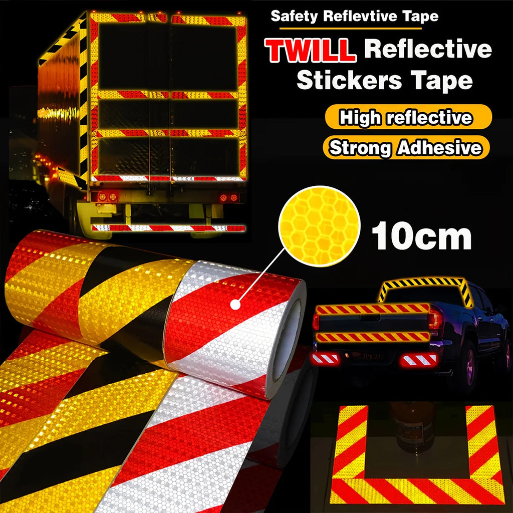 Reflective Twill Lattice Tape Waterproof Self-Adhesive Safety Warning Sticker Conspicuity Mark for Truck Vehicle Warning Qme