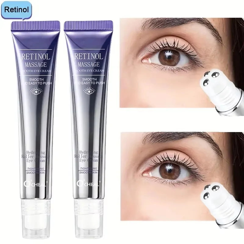 Anti Wrinkle Anti Dark Circle Eye Cream Roller Massager Moisturizing Eye Bags Anti Aging Hyaluronic Acid Eye Skin Care Products Qme