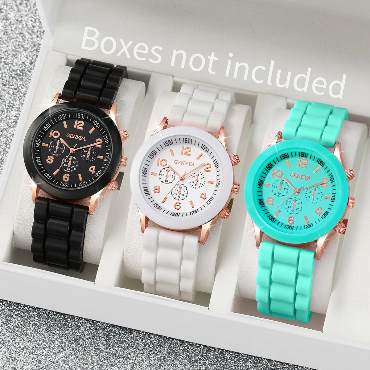 3PCS/Set Women Watches Fashion Arabic Dial Silicone Band Ladies Quartz Watch Reloj Mujer Girls Clock Gift（Without Box） Qme 3PCS Set Without Box