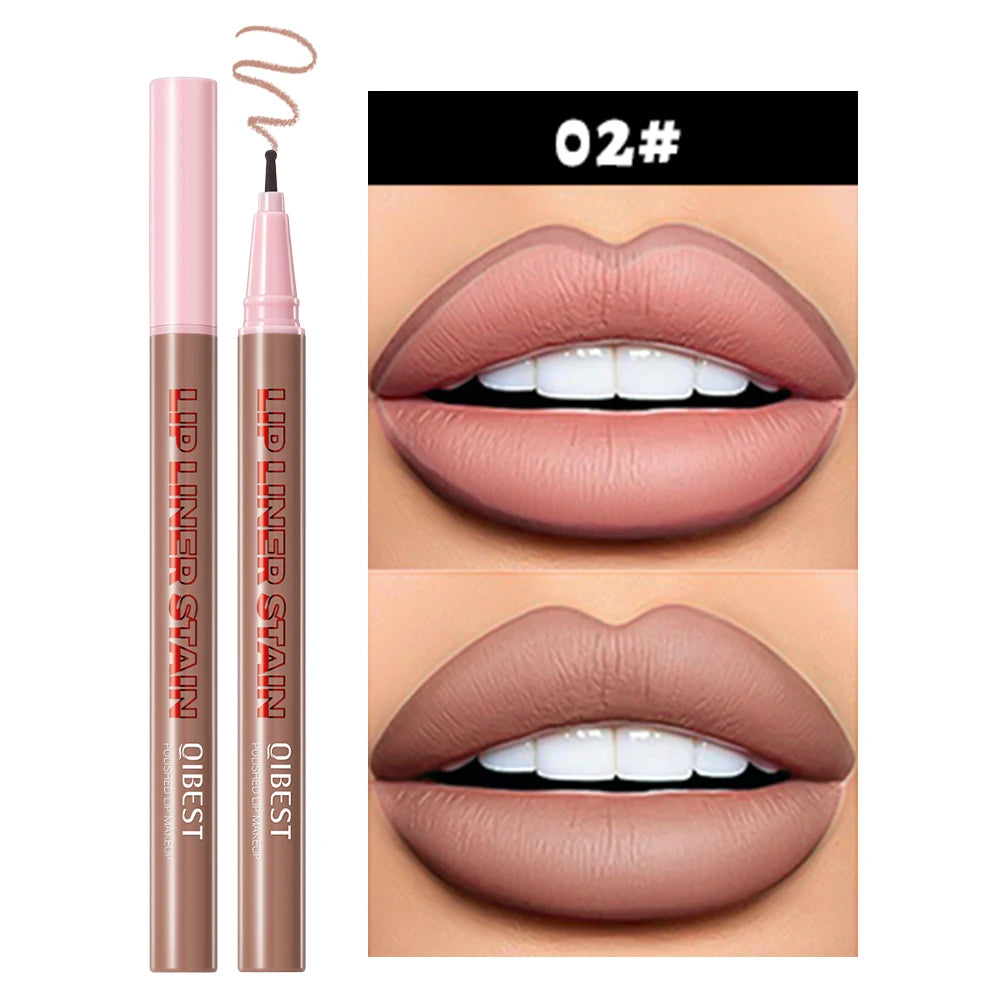 QIBEST Matte Liquid Lipliner Pencil Waterproof Plumping Stain Lipstick Natural Lip Liner Outline Lips Contour Pen Cosmetics Qme 02