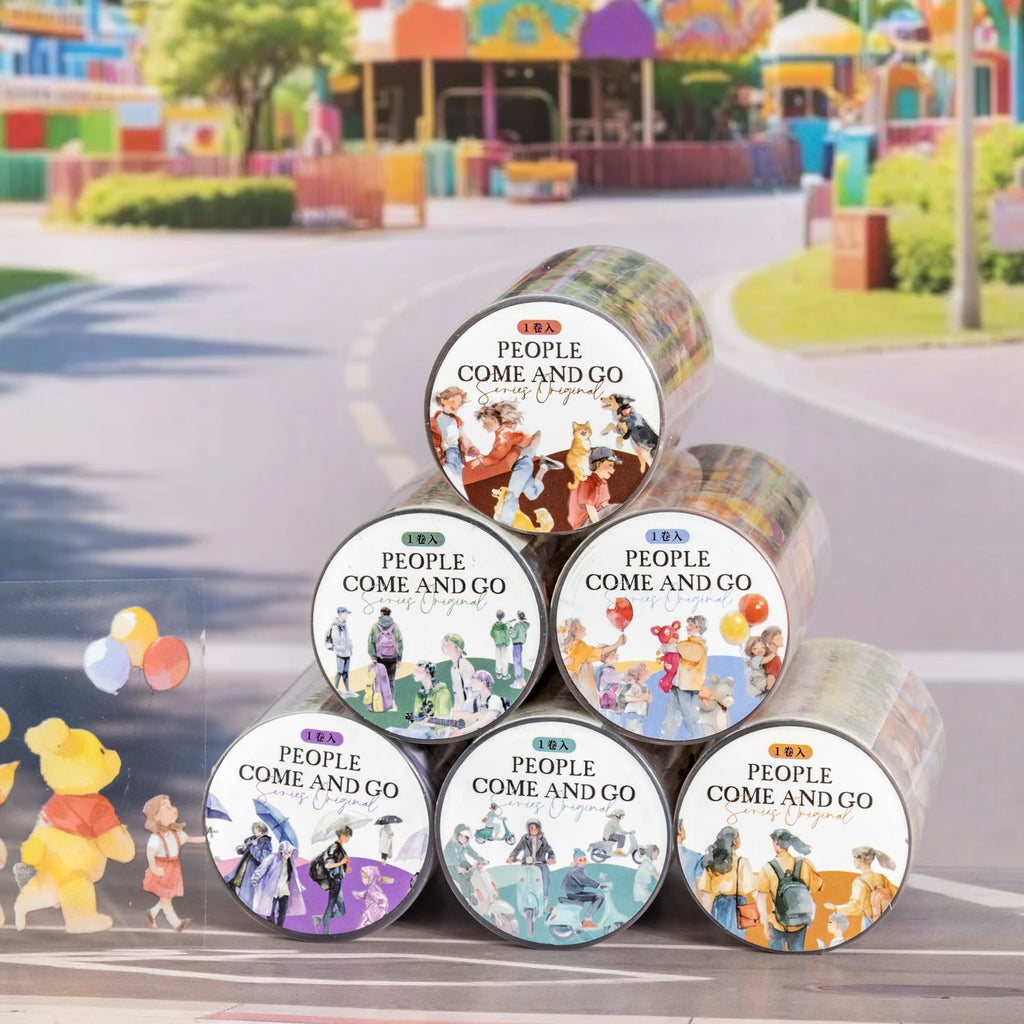 1 Roll Pedestrian PET Seamless Scene Washi Tape for DIY Scrapbooking Journal Collage Material Phone Case Notebook Decoration Qme
