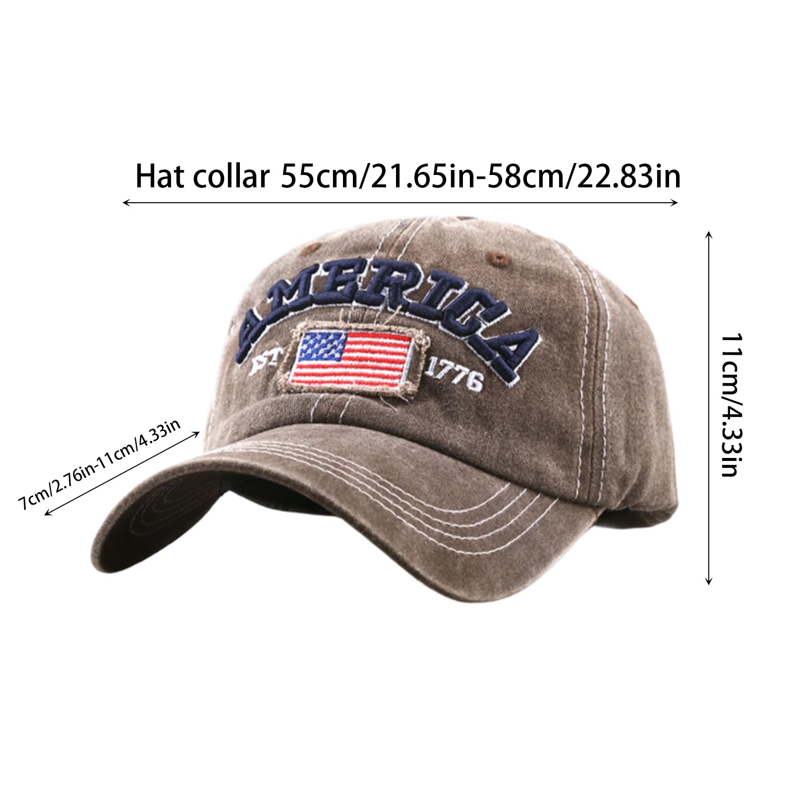 Embroidered American Independence Day Flag Baseball Cap Unisex Patriotic-Themed Fashion Casual Outdoor Sun Visor Hat Qme
