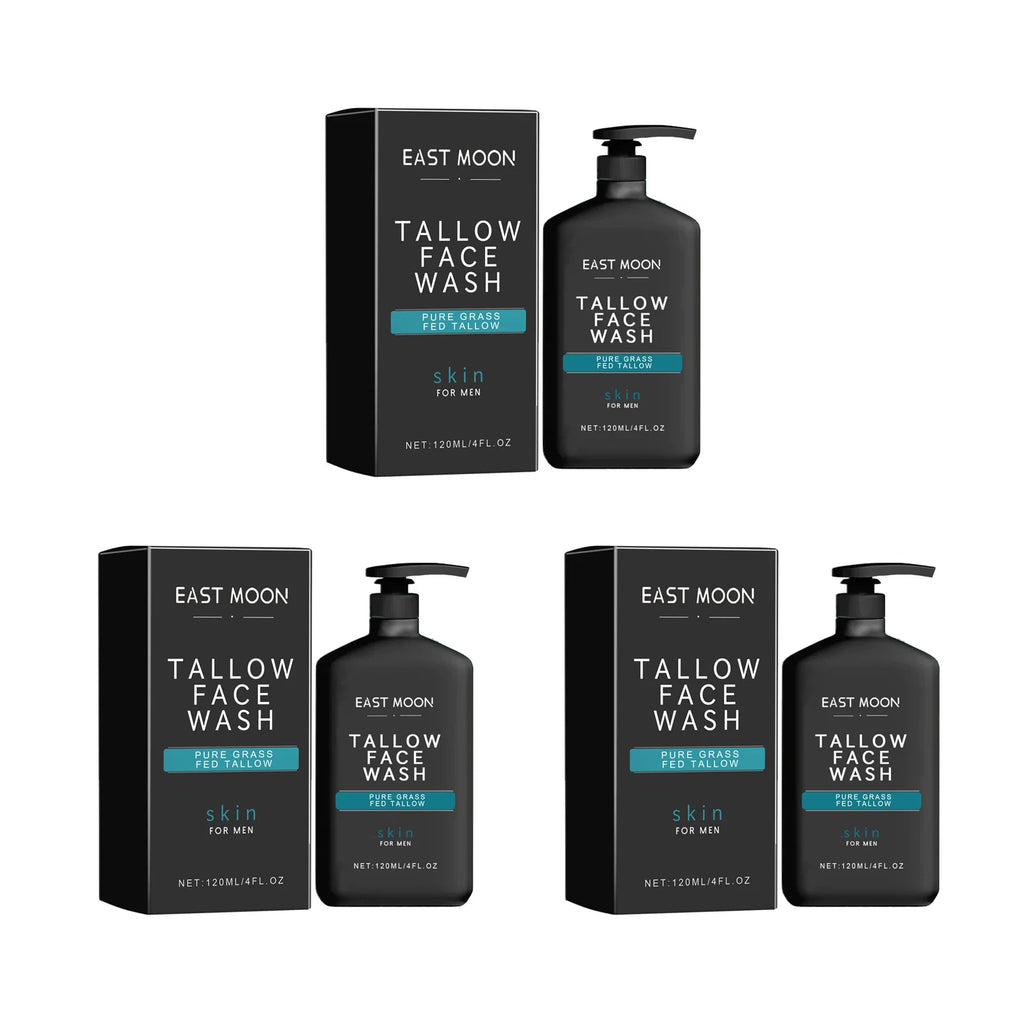 Men's Daily Face Wash Deep Cleansing Pore Oil Control Remove Acne Blackhead Brightening Facial Cleanser for Refreshed Skin Qme 3 x 120ml Boxed