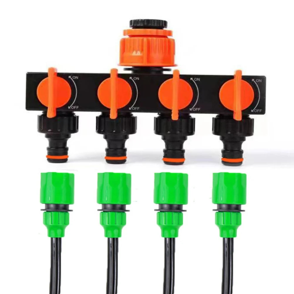 4-Way Water Hose Splitter Faucet Connector Garden Hose Pipe Splitter Garden Irrigation Fittings For Lawn Irrigation Qme