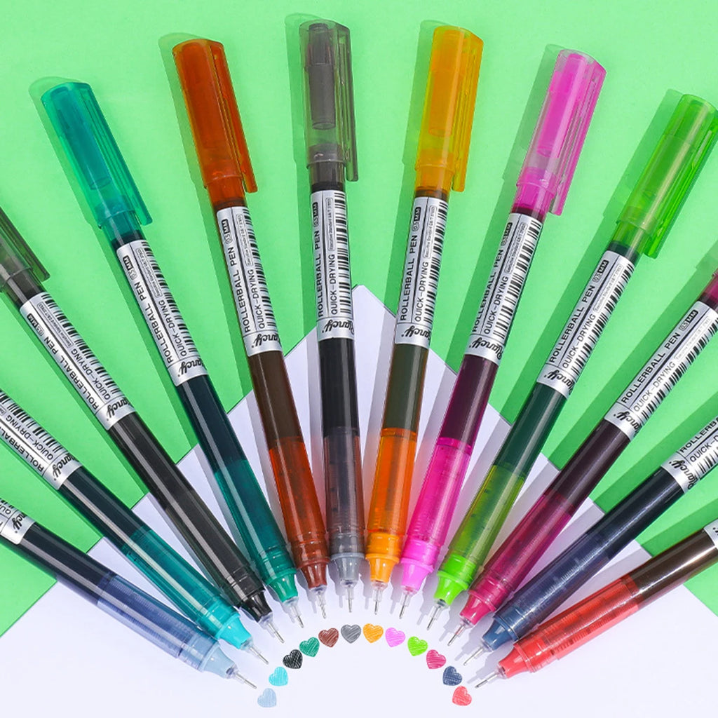 12 Colors High Quality Needle Type Gel Pens, Auto Liquid Ink, 0.5mm Tip, Quick Dryin, Smooth Writing, for Artist DIY Crafts Qme
