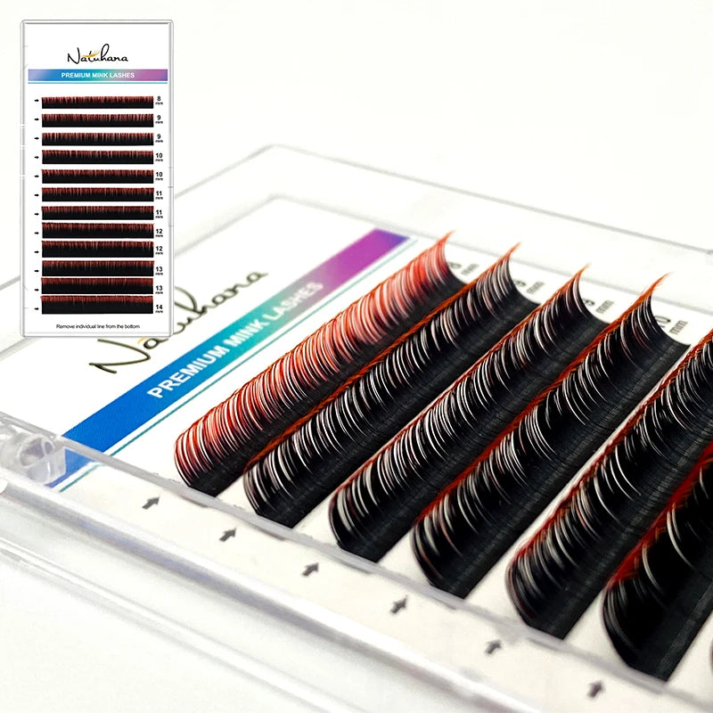 NATUHANA Dark Colored Eyelashes Extension Individual Natural False Qme