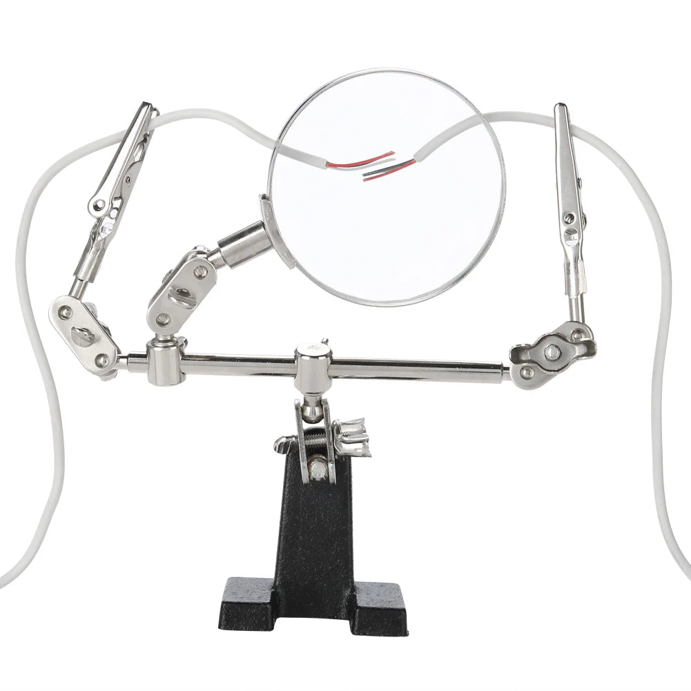 3rd Hand Helping Tool 5X Magnifying Glass Jewelry Accessory Magnifier With 2 Clamps Qme