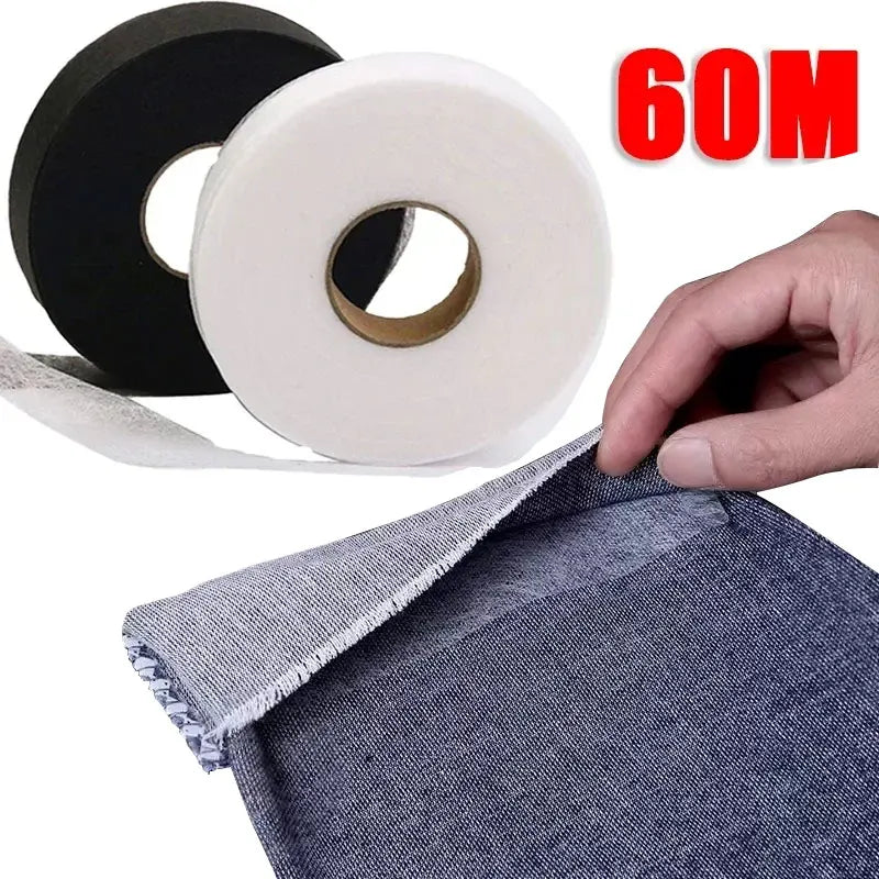 60M Self-adhesive Pants Hem Tape Edge Shorten Paste Iron DIY Clothes Qme