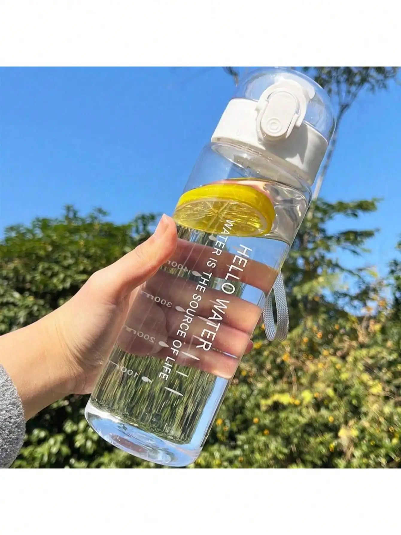 Simple Sports Large Capacity Plastic Water Bottle Boys Girls Student Qme white >1L
