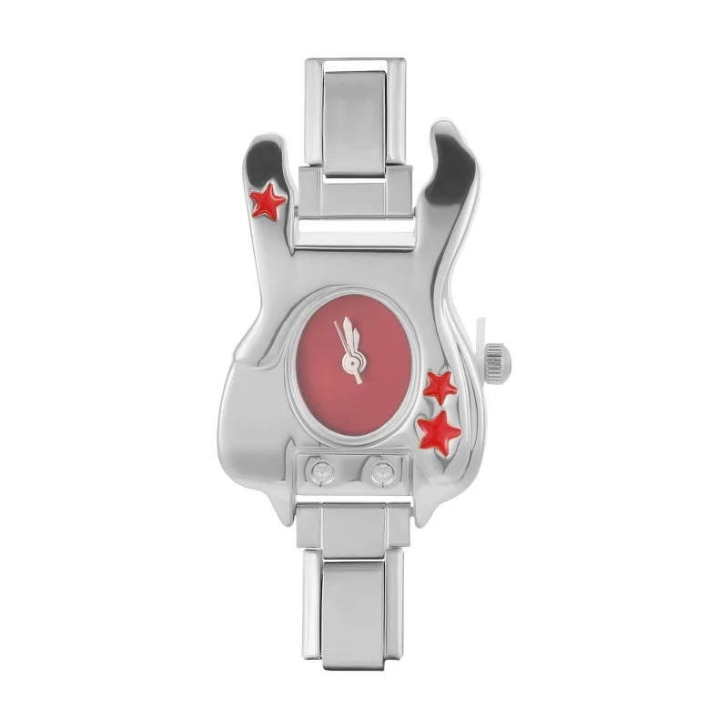 Wholesale Guitar Shape Stainless Steel Men's Women Watch Bracelet Fit 9MM DIY Italian Charm Watch Head Jewelry Gift Dropshipping Qme Style 21