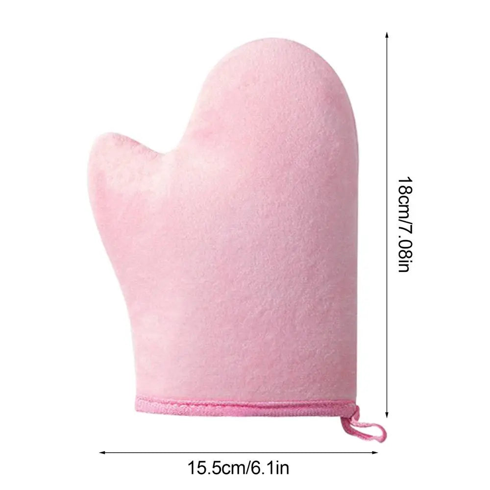 Reusable Back Tan Applicator Glove Exfoliating Tan Removal Mitt Self Tanning Body Face Bath Cleaning Soft Glove Qme Pink