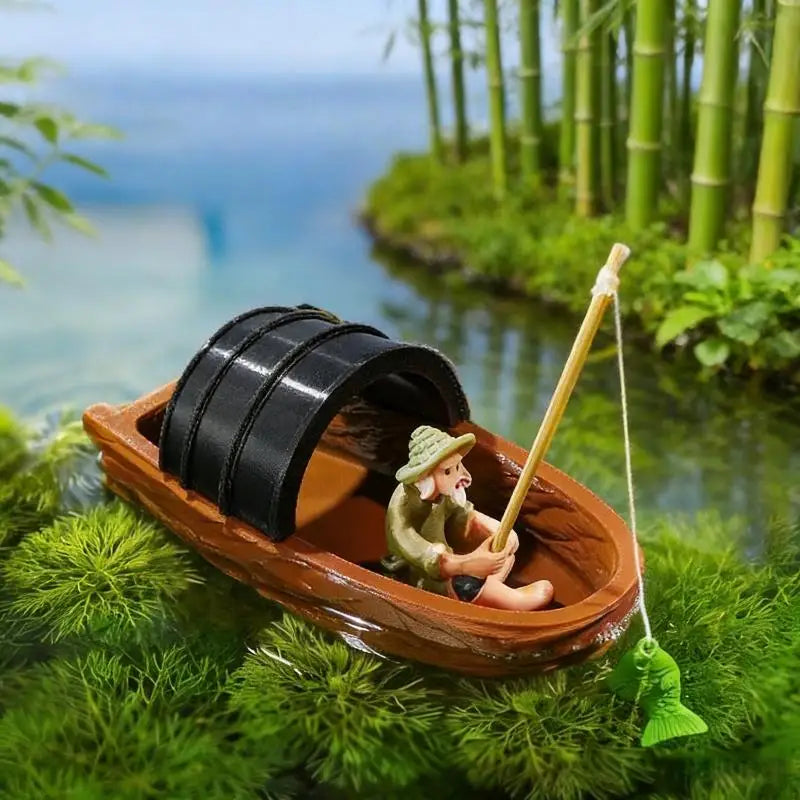 Mini Boat Model Aquarium Accessories Fish Tank Pond Landscaping Qme A1