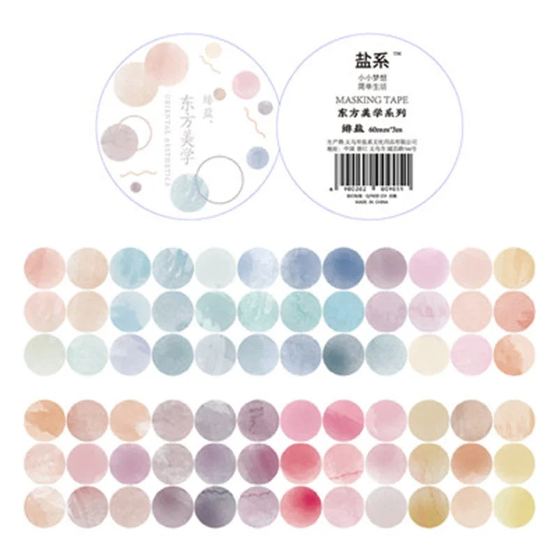 1 roll Watercolor Polka Dot Sticker Junk Journaling Accessories Scrapbooking DIY Color Label Washi Sticker Stationery Suit Qme B