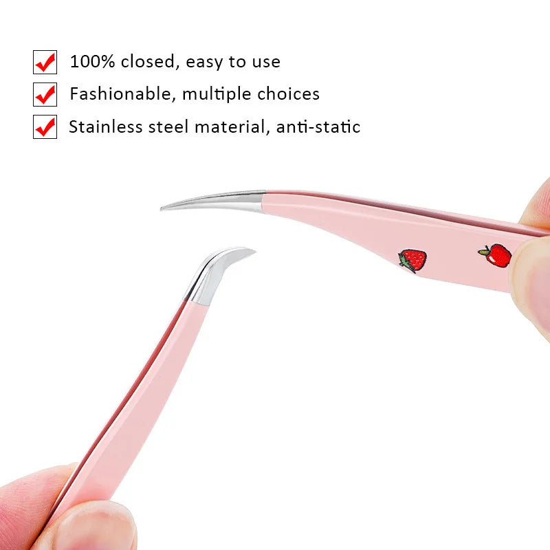 6 Types False Eyelash Tweezers Stainless Steel Anti-static Pincet Qme