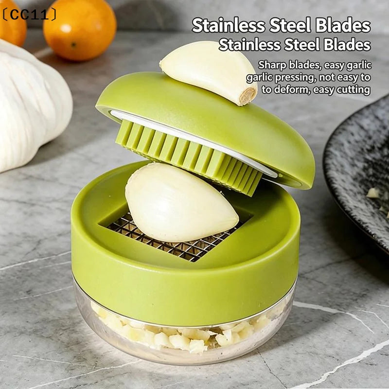 Garlic Press Manual Mincer ABS Stainless Steel Slicer Handheld Ginger Qme