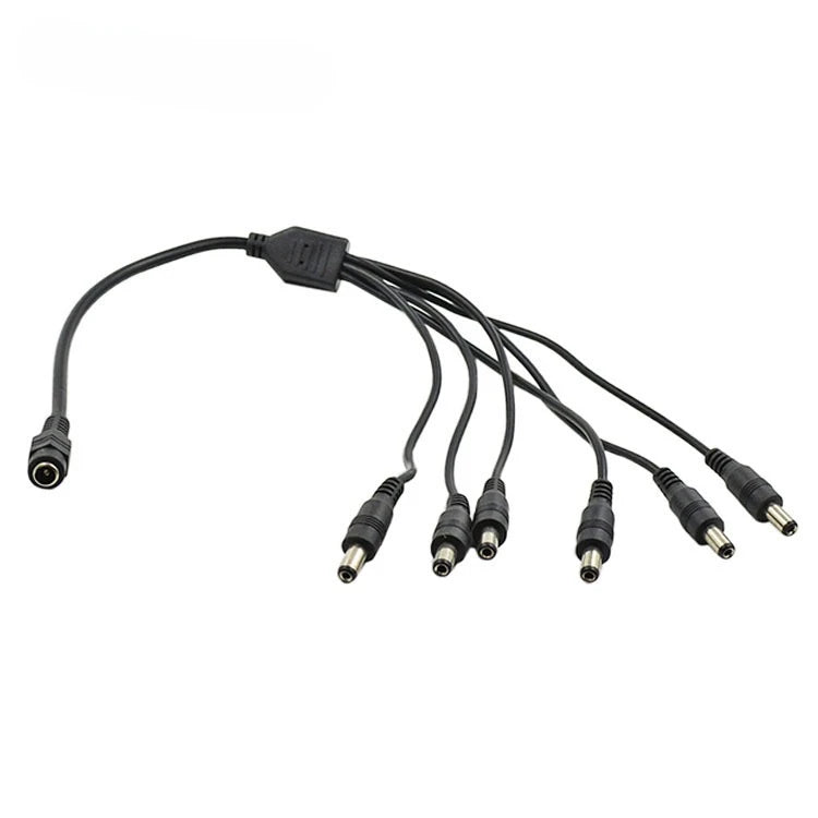 5PCS DC Power Splitter Cable 1 to 6 2.1*5.5mm DC Current Branch Cord Adapter Qme DC 1 to 6 Line