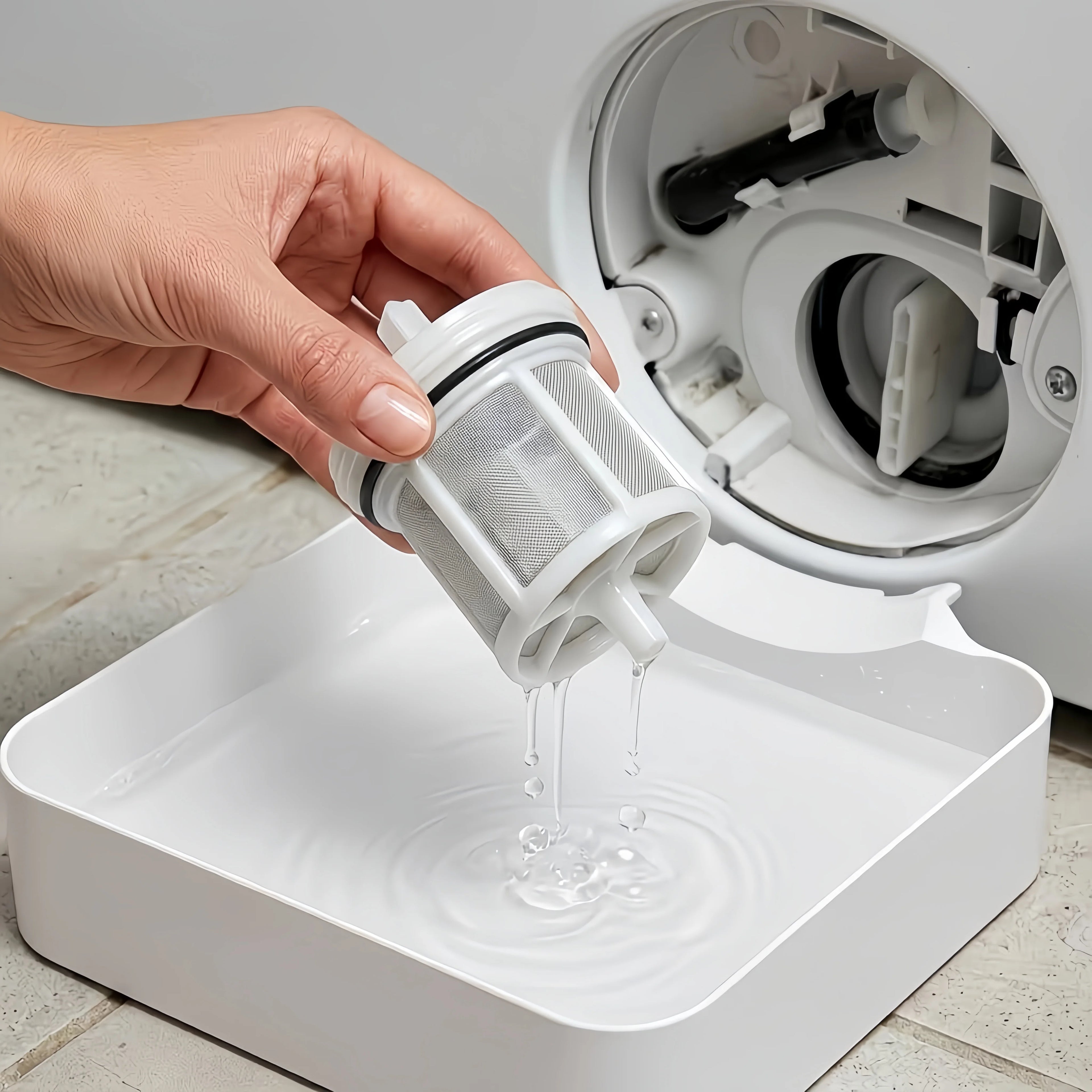 1 Washing Machine Drain Water Collection Tray, No Overflow, Lint Filter and Foreign Object Collection Drip Tray, Clean Laundry Qme