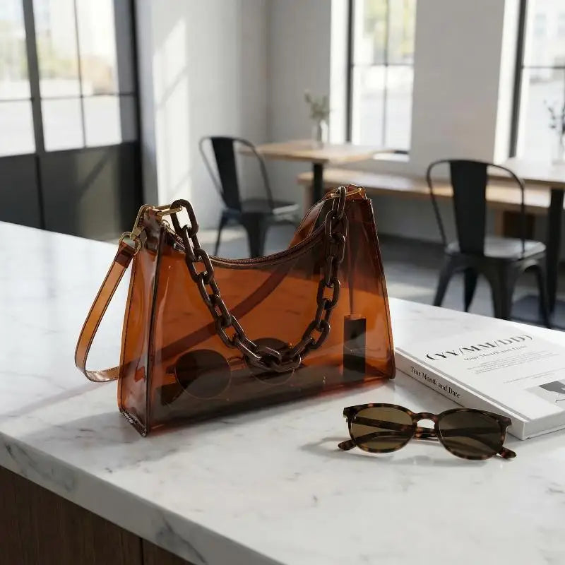 Transparent Jelly Bag Fashionable Messenger Shoulder Waterproof Qme