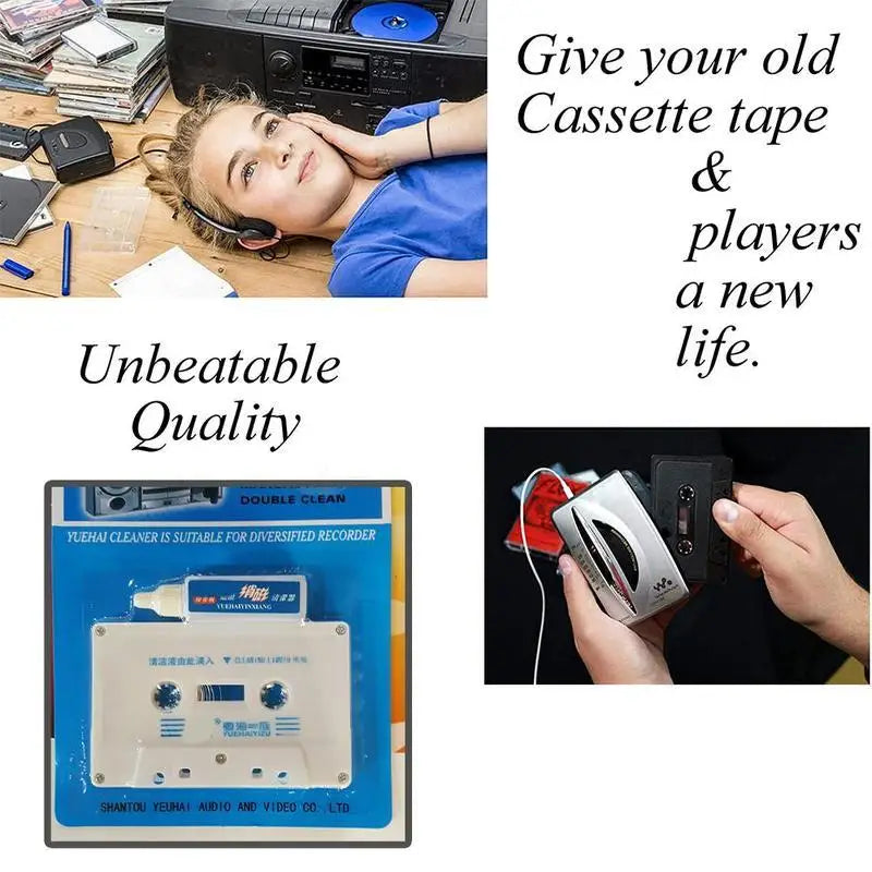 Tape Cleaner Tape Recorder Cleaning Tape Line Audio Head Tape Cassette Wet/Dry Tape Head Player Cassette Cleaner Qme