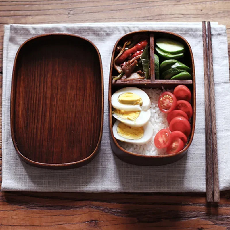 Japanese-style Wooden Bento Box Single Layer Ash Sushi Lunch Large Qme