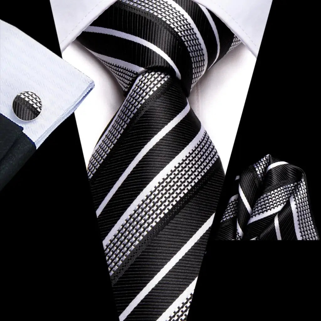 Blue Business Solid Plaid Striped Men's Tie Necktie Ties Men Formal