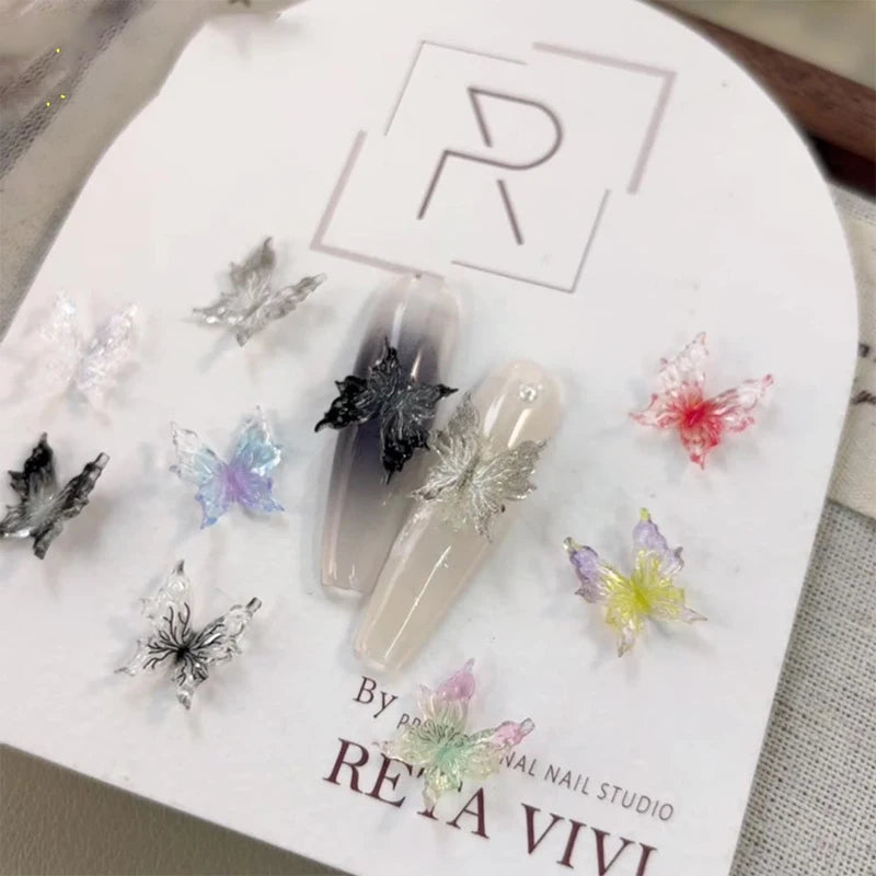 3D Gradient Butterfly Nail Accessory Resin Drill Decoration Wearing Qme