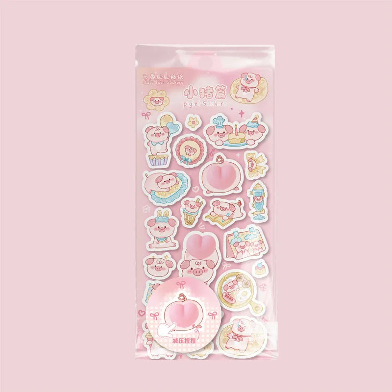 Cute Peach Squishy Foam Stickers, 3D Irregular Animal Puffy Decals for DIY Water Cup & Phone Case Decoration Qme sheep
