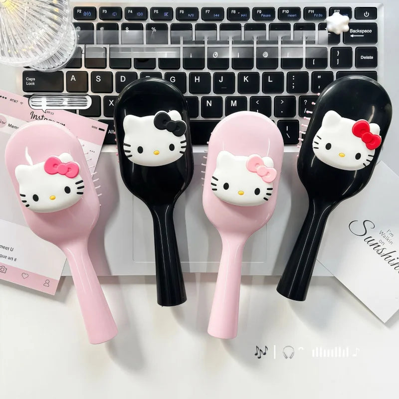 Hello Kitty Handheld Cartoon Cushion Comb Head Massage Comb Hair-Smoothing Comb Cute Plastic Hair Comb Small Comb for Students Qme
